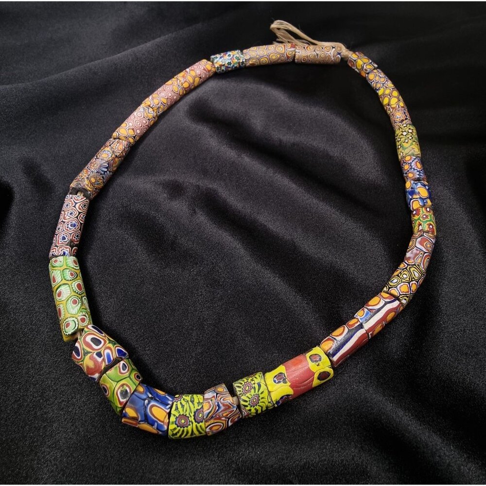 Antique African Trade Millefiori Glass Bead Necklace